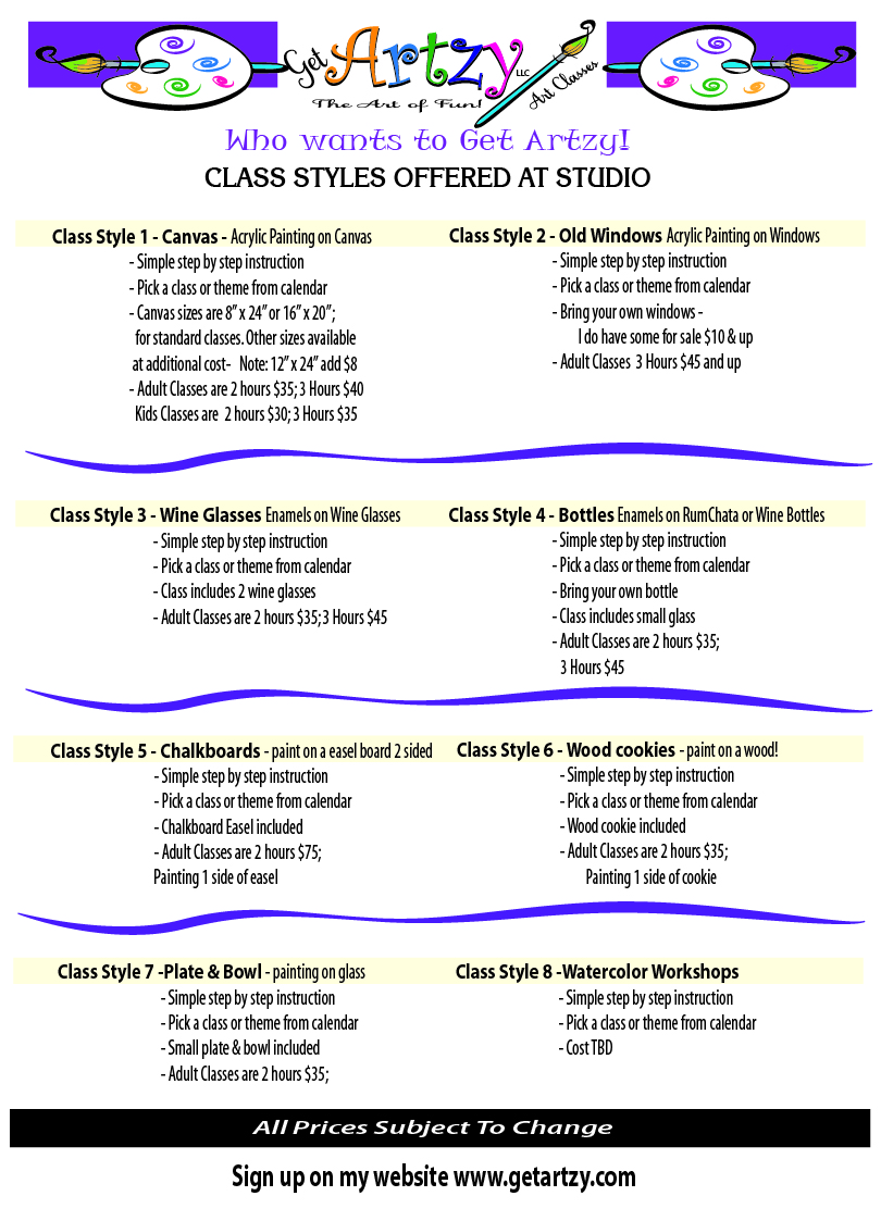 Examples of classes to choose from